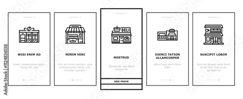 street cafe food burger festival onboarding mobile vector cart fast, stall retro, korean fair, night market, truck cake, sauce soda street cafe food burger festival illustrations