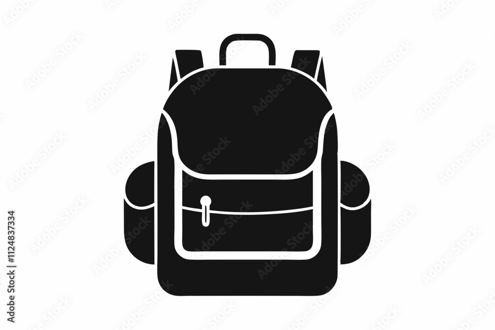 Black Backpack Silhouette Vector on White Background Black Backpack Silhouette Vector on White Background