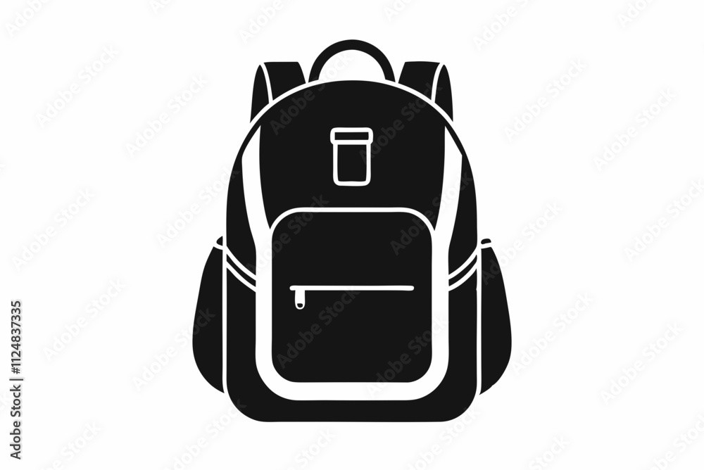 Black Backpack Silhouette Vector on White Background Black Backpack Silhouette Vector on White Background