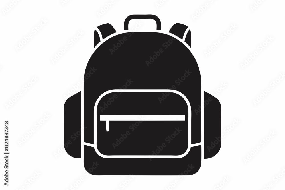 Black Backpack Silhouette Vector on White Background Black Backpack Silhouette Vector on White Background