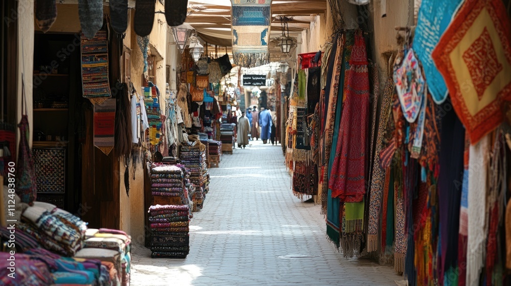 Obraz premium Al Ula old town souk market street in the Medina province of Saudi Arabia, where history and culture intertwine in a tapestry of colors and aromas.