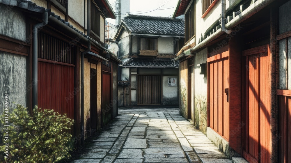 Alleyway between Japanese street houses of Kyoto Alleyway between Japanese street houses of Kyoto