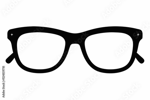 Elegant Black Silhouette Vector Illustration of Reading Glasses on a White Background