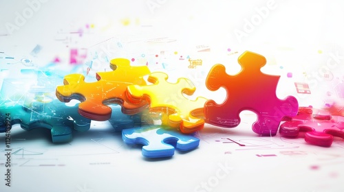 Colorful Puzzle Pieces Connecting for Business Solutions