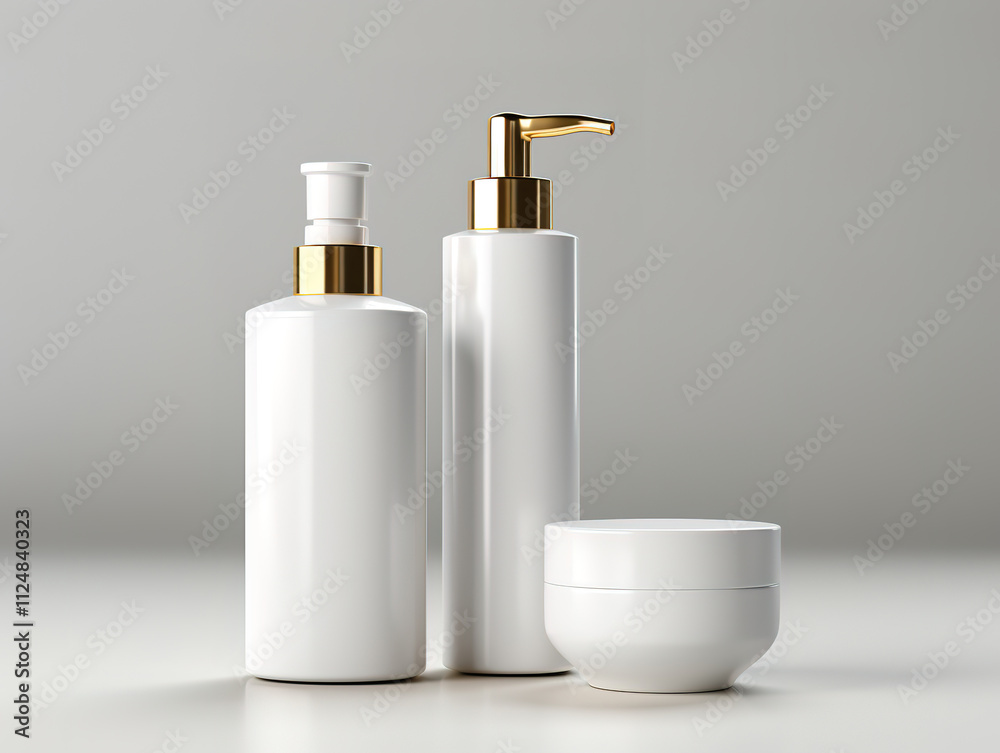 Superb set of cosmetic bottles isolated on white background Superb set of cosmetic bottles isolated on white background