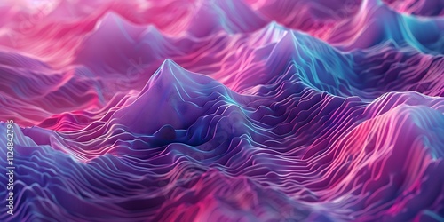 Neon Geometrix: Vibrant neon geometric lines intersect amidst dynamic 3D waves, crafting a futuristic backdrop