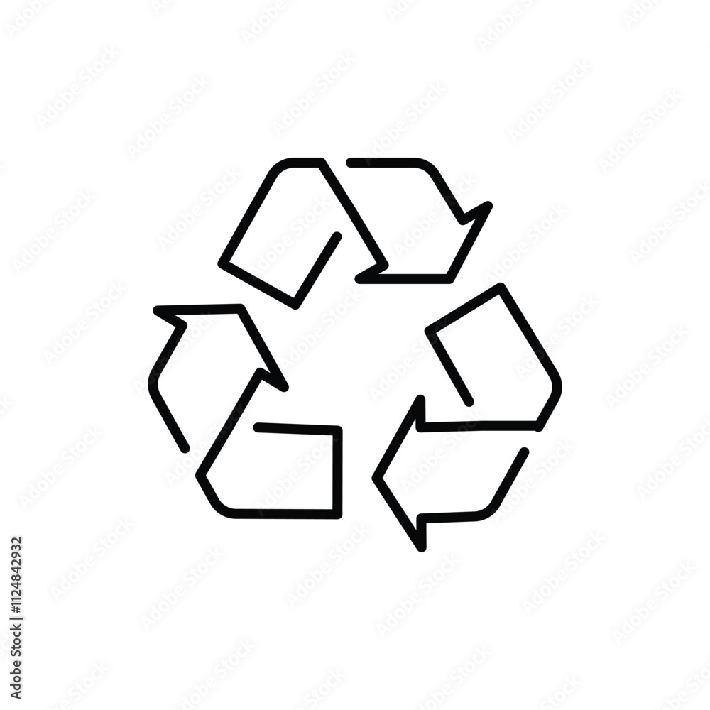 Recycle icon. Simple outline style. Eco friendly practices, suitable for environmental initiatives and sustainability projects concept. Thin line symbol. Vector illustration isolated. Recycle icon. Simple outline style. Eco friendly practices, suitable for environmental initiatives and sustainability projects concept. Thin line symbol. Vector illustration isolated.