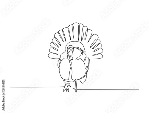 Continuous one line drawing of turkey for livestock and farming concept. Abstract turkey in single line art illustration. Editable vector.