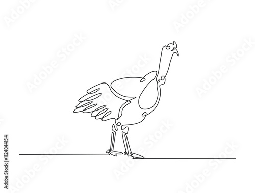 Continuous one line drawing of turkey for livestock and farming concept. Abstract turkey in single line art illustration. Editable vector. photo