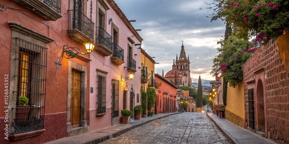 Fototapeta premium Captivating Colonial Architecture and Colorful Streets of San Miguel de Allende, Showcasing the Charm of Mexico's Cultural Heritage and Vibrant Travel Destinations