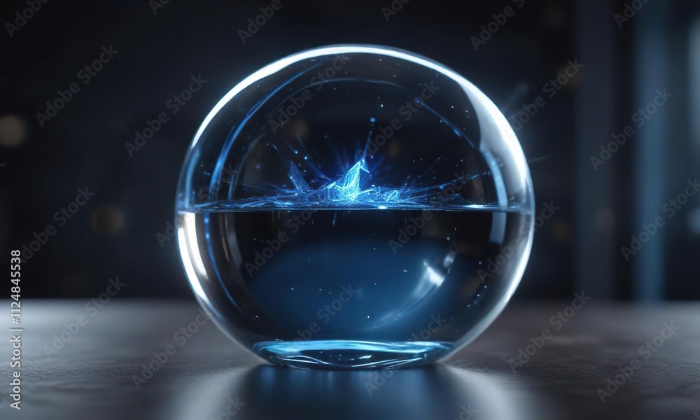 A shimmering crystal ball contains a radiant blue light that pulsates with an otherworldly power, spiritual power, radiant blue light A shimmering crystal ball contains a radiant blue light that pulsates with an otherworldly power, spiritual power, radiant blue light