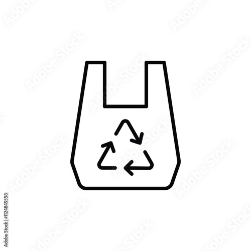 Recyclable bag icon. Simple outline style. Plastic bag with recycle sign, eco, garbage, reuse, pollution, life, environment concept. Thin line symbol. Vector illustration isolated.