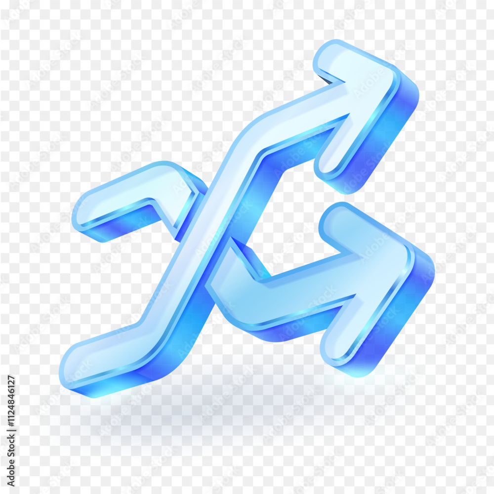 3D blue glass material swap icon isolated on transparent Background. Realistic vector illustration. 3D blue glass material swap icon isolated on transparent Background. Realistic vector illustration.