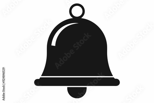 Classic School Bell Black Silhouette Vector Illustration on a White Background