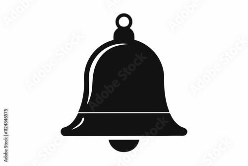 Classic School Bell Black Silhouette Vector Illustration on a White Background