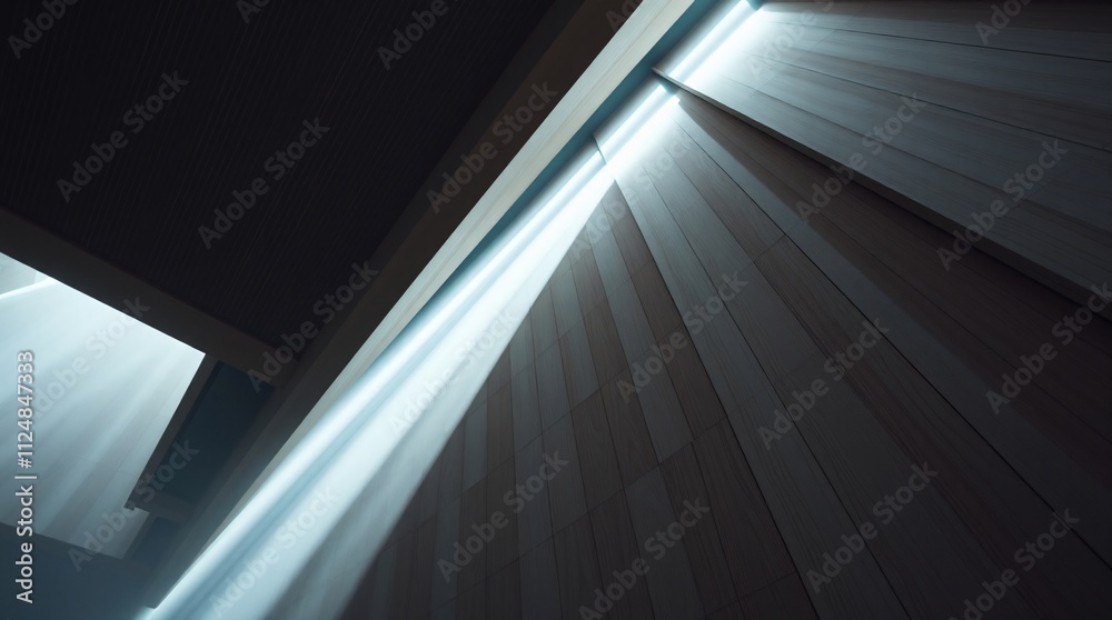 Obraz premium Abstract Light and Wood: A captivating abstract image featuring a stark contrast of dark and light. The scene evokes a sense of mystery, depth, and a sense of the unknown.