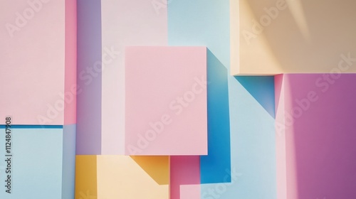 Brightly Colored Sticky Notes on Pastel Background