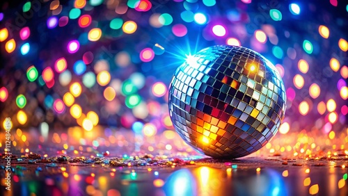 Captivating Disco Ball Reflections Illuminating a Dreamy Bokeh Background of Colorful Lights for a Vibrant Party Atmosphere