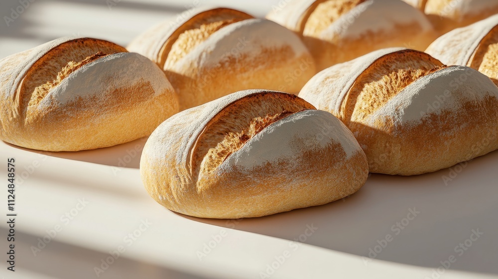 Freshly Baked Bread Loaves on a White Surface Freshly Baked Bread Loaves on a White Surface