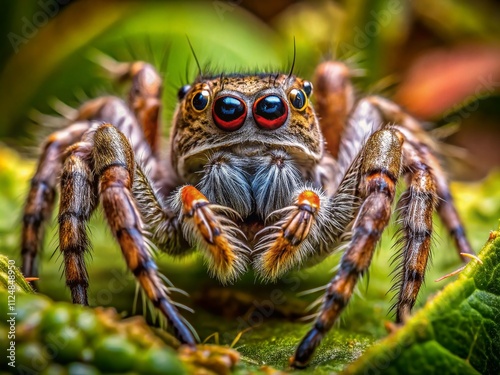 Captivating Documentary Photography of a Masked Spider Showcasing Its Venomous Attributes and Concealed Identity in a Natural Habitat Setting photo