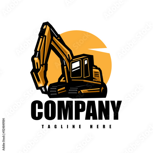 Large Jackhammer Machine or Excavator Logo