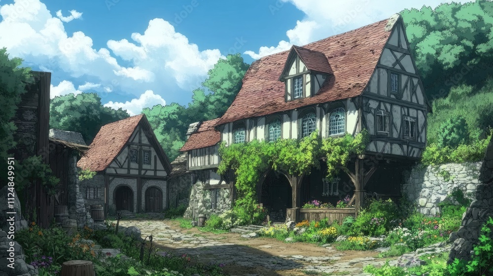 an anime fantasy medieval house of a fairytale an anime fantasy medieval house of a fairytale
