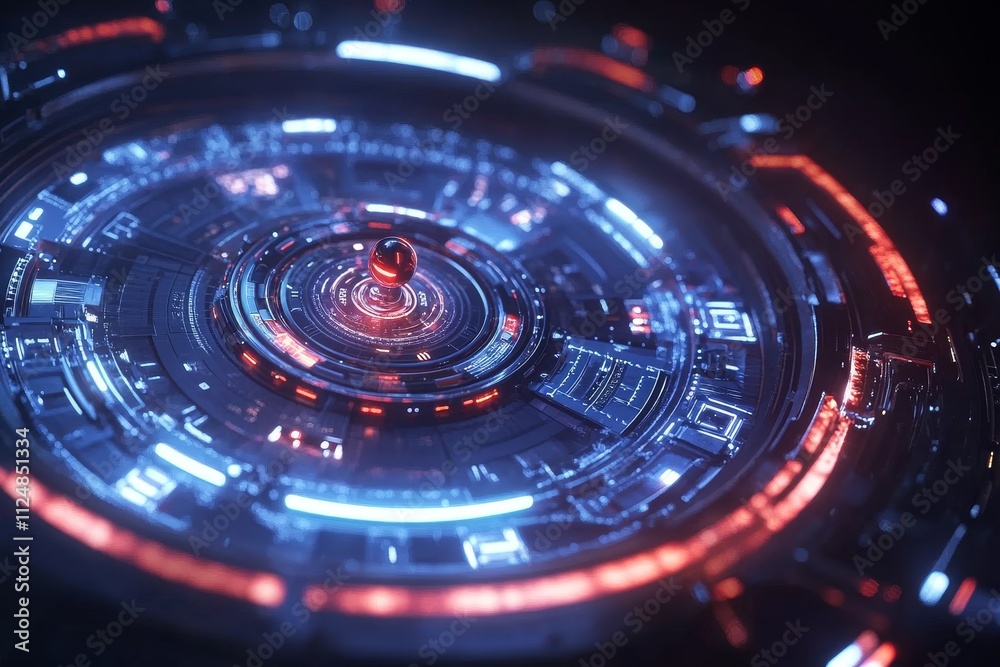 Futuristic high-tech interface with glowing elements and intricate patterns at night Futuristic high-tech interface with glowing elements and intricate patterns at night