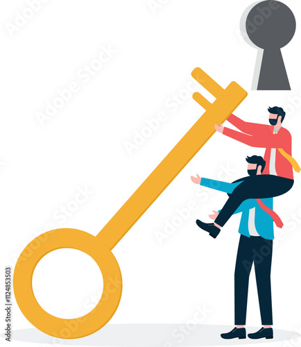 The key to success. achieve business targets. Unlock the achievements of an organization or company.