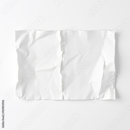 White crumpled and creased glued paper poster set isolated banner mockup advertising blank business display template