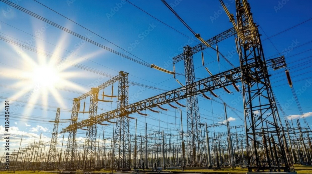 Powerlines and Metal Structures Under Bright Sky Powerlines and Metal Structures Under Bright Sky