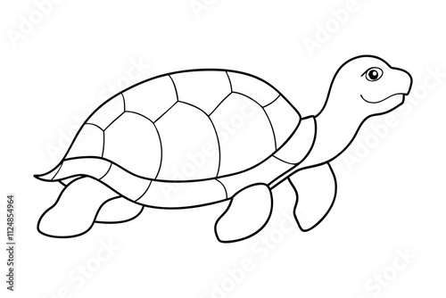  Continuous Line Turtle With Detailed Shell Vector photo