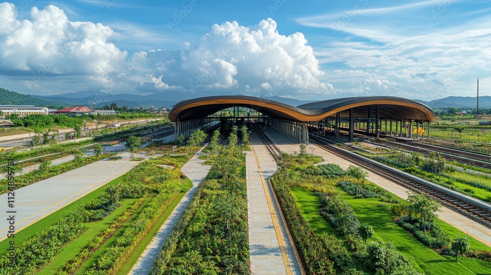 Scenic View of Newly Completed Lao China Railway Station