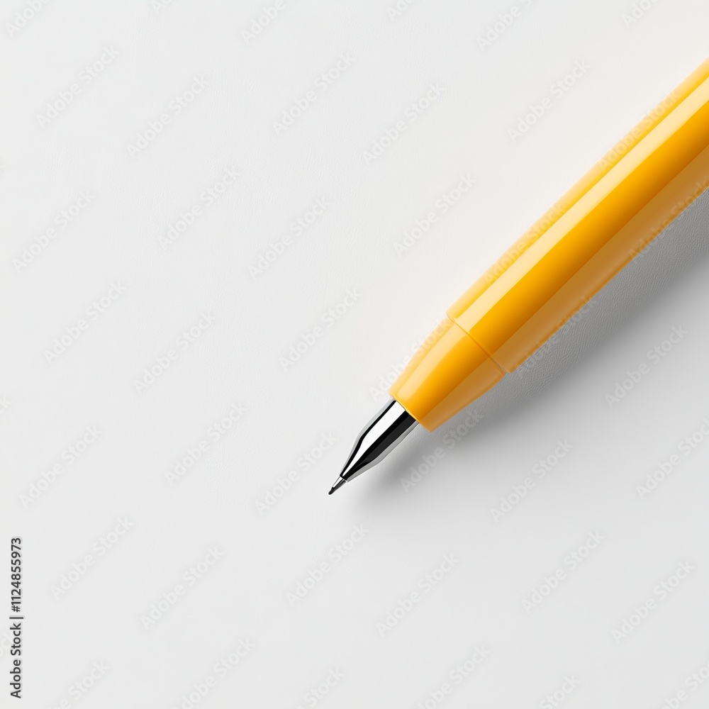 Vivid Yellow Highlighter Pen Marking White Paper with Detailed Tip, Photorealistic Image Vivid Yellow Highlighter Pen Marking White Paper with Detailed Tip, Photorealistic Image