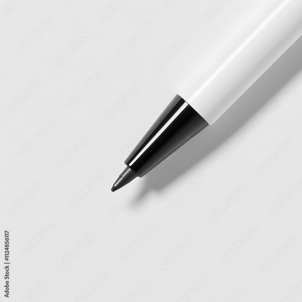 Close-Up of Photorealistic Whiteboard Marker Tip with Blue Dry-Erase Ink on White Background with Detailed Reflections Close-Up of Photorealistic Whiteboard Marker Tip with Blue Dry-Erase Ink on White Background with Detailed Reflections
