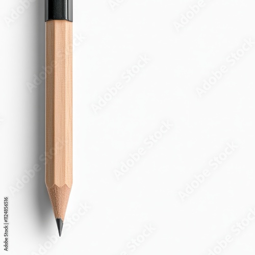 Precision in Detail - Photorealistic Image of Sharpened H Pencil on White Surface photo