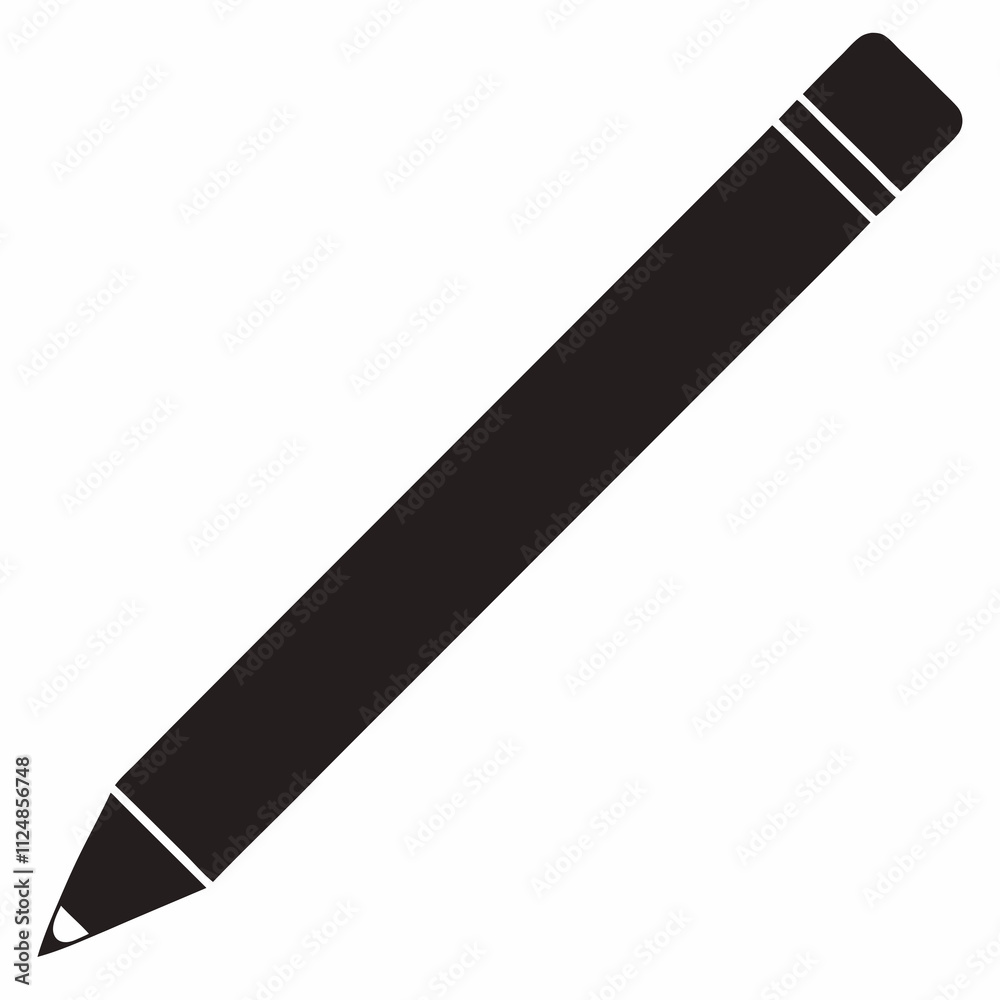 Black Silhouette Pencil Vector Illustration on White Background Black Silhouette Pencil Vector Illustration on White Background