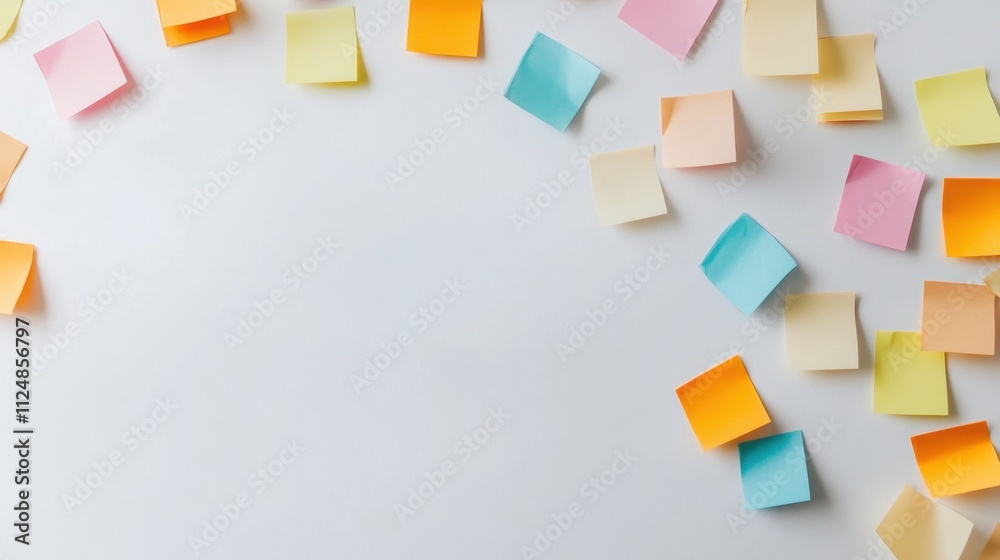 Multicolored Sticky Notes on White Background Multicolored Sticky Notes on White Background
