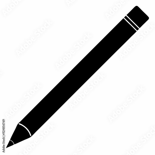 Black Silhouette Pencil Vector Illustration on White Background