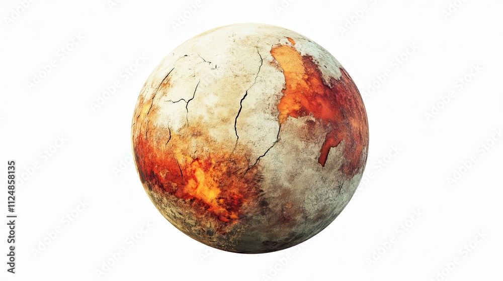 Cracked Planet Surface Showing Orange and Grey Hues Cracked Planet Surface Showing Orange and Grey Hues