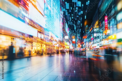 Wallpaper Mural Vibrant nightlife in lively asian urban street with neon lights. Torontodigital.ca