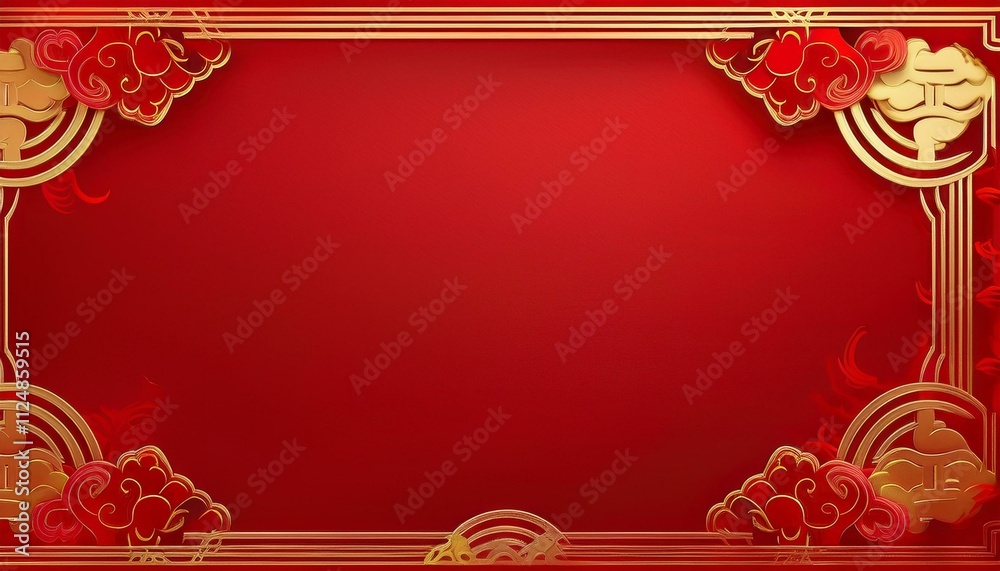 Chinese New Year graphics with red color background and gold accents with copy space or text placement; gold and red accent graphics for text space and copy placement; graphic resources; design Chinese New Year graphics with red color background and gold accents with copy space or text placement; gold and red accent graphics for text space and copy placement; graphic resources; design