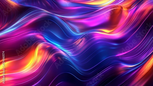 Wallpaper Mural 3D rendering with glowing neon lines and vibrant psychedelic colors. Abstract ultraviolet background.  Torontodigital.ca