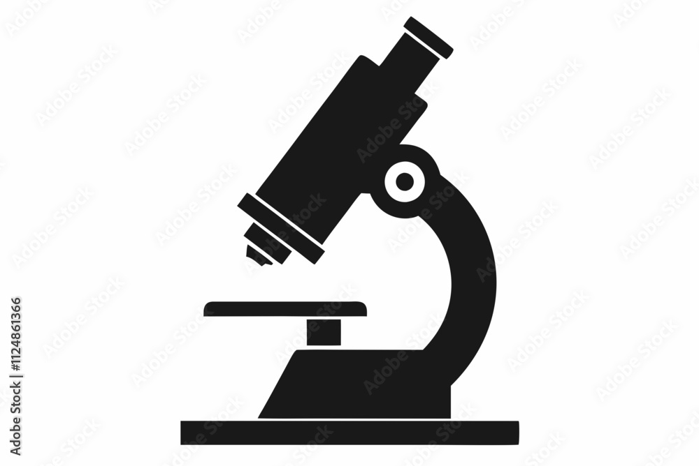 Basic Microscope Silhouette in Black - Vector Illustration on White Background Basic Microscope Silhouette in Black - Vector Illustration on White Background