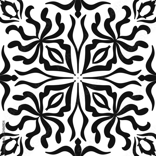Batik collections in black and white, seamless pattern