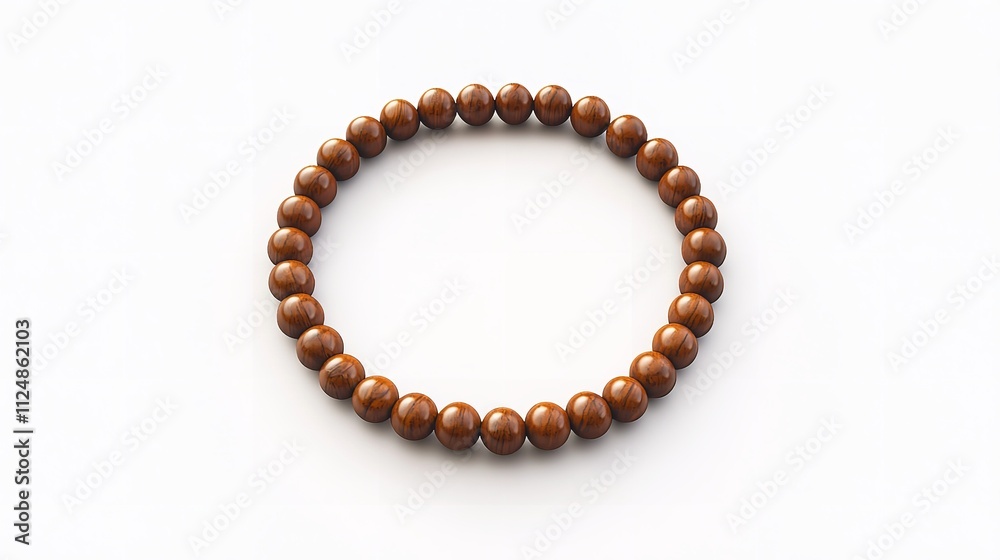 Isolated Wooden Rosary Beads Arranged in a Circular Pattern Isolated Wooden Rosary Beads Arranged in a Circular Pattern