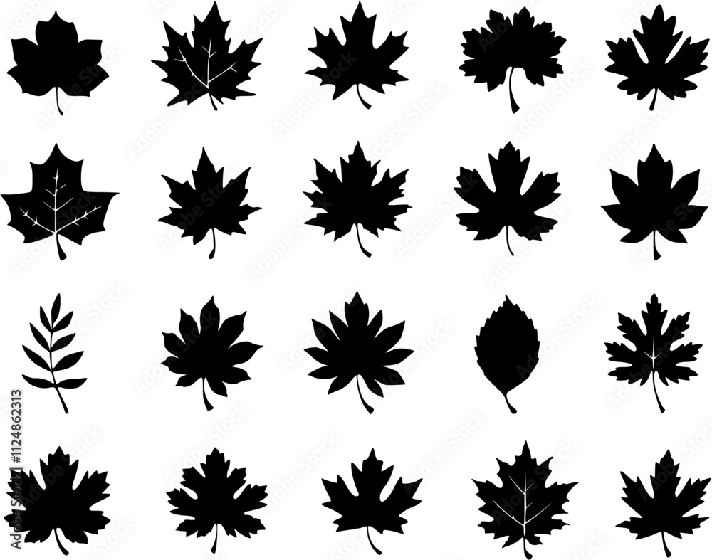 Elegant Autumn Leaves in Silhouette Elegant Autumn Leaves in Silhouette
