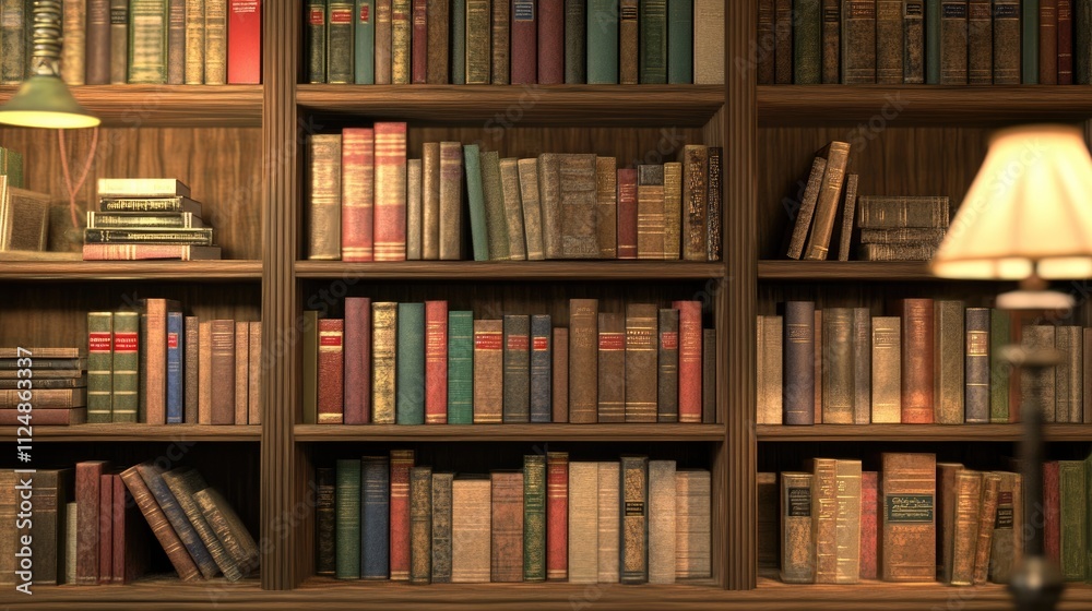 An image with a blurry background shows a library bookshelf with many books on it. An image with a blurry background shows a library bookshelf with many books on it.