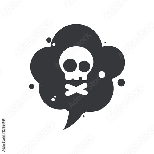 Isolated pictogram illustration dangerous gas, smoke chemical hazard with skull and bones