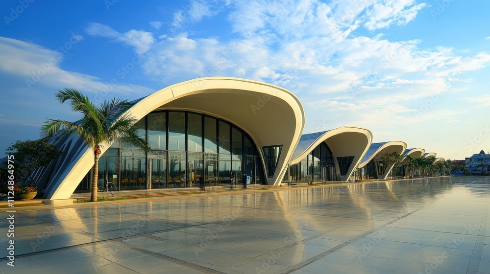 Fototapeta premium Modern Railway Station Architecture in Vientiane, Laos