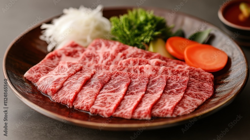 Thinly Sliced Wagyu Beef with Fresh Vegetables Thinly Sliced Wagyu Beef with Fresh Vegetables